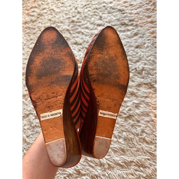Leather Striped Mules Size 39 - Picture 5 of 7